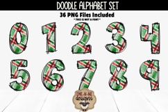 Christmas Plaid 2 Doodle Alphabet and Numbers | PNG Files Product Image 3