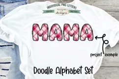 Valentine Plaid Doodle Alphabet and Numbers | PNG Files Product Image 4