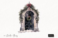 Watercolor Goth Door Clipart | Watercolor Christmas PNG Product Image 1