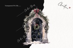 Watercolor Goth Door Clipart | Watercolor Christmas PNG Product Image 2