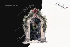Watercolor Goth Door Clipart | Watercolor Christmas PNG Product Image 2