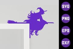 Halloween Witch Door Trim SVG, Halloween Door Corner Laser Product Image 1