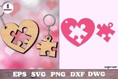 Heart Puzzle Couple Keychain | Valentines | Laser Cut Product Image 1
