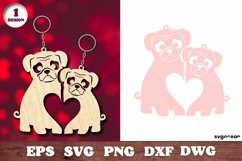 Valentine's Day Pugs Couple Keychain | Laser Cut Product Image 1
