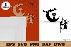 Halloween Cat Door Corner Laser File | Template | Glowforge Product Image 1