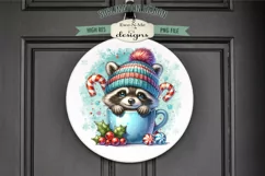 Raccoons in Mugs Sublimation Designs | Christmas PNG Product Image 2