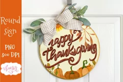 Happy Thanksgiving Round Sign for Sublimation PNG design Product Image 2