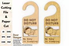 Door Hanger, My Baby is Sleeping, laser cut files, Paper cut Product Image 2