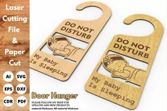 Door Hanger, My Baby is Sleeping, laser cut files, Paper cut Product Image 1