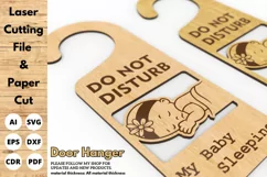 Door Hanger, My Baby is Sleeping, laser cut files, Paper cut Product Image 3