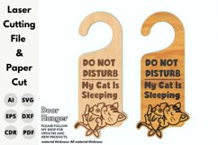Door Hanger, Cat, Sleeping, laser cut files, Paper cut, svg Product Image 2