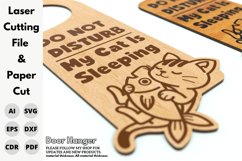 Door Hanger, Cat, Sleeping, laser cut files, Paper cut, svg Product Image 3