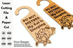 Door Hanger, Cat, Sleeping, laser cut files, Paper cut, svg Product Image 4