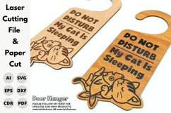 Door Hanger, Cat, Sleeping, laser cut files, Paper cut, svg Product Image 5
