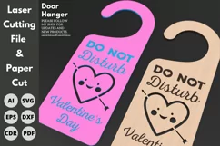 Door hanger Valentine's day, laser cut files, Paper cut, svg Product Image 1