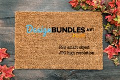 Door mat mock up doormat autumn leaves decoration PSD smart object