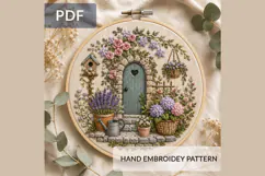 Enchanted Garden Fairy Door Hand Embroidery Pattern PDF Product Image 1
