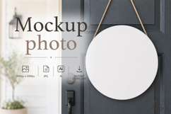 Round Door Sign Mockup porch Sign Mockup Blue door Product Image 1