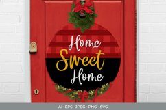 Home Sweet Home Plaid Design Round Door Sign SVG Product Image 1
