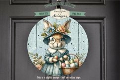 Easter Bunny Lady in Glasses Sublimation Design | Round PNG Product Image 3