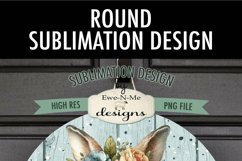 Easter Bunny Lady in Glasses Sublimation Design | Round PNG Product Image 6