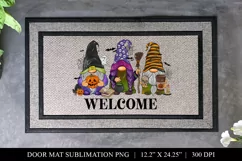 Halloween Gnomes Welcome Door Mat PNG For Sublimation Product Image 1