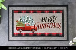 Farmhouse Christmas Truck Door Mat Welcome Sublimation PNG Product Image 1