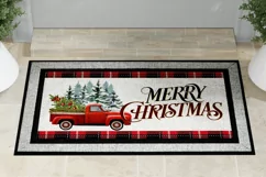 Farmhouse Christmas Truck Door Mat Welcome Sublimation PNG Product Image 2