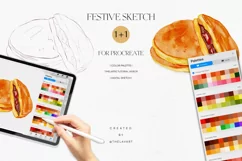 Dorayaki Cake Sketch & Color Palette for Procreate Product Image 1