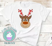 Reindeer Head svg, Reindeer Svg, Christmas Poka dot Antlers Product Image 2