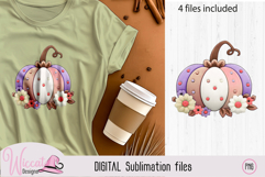 4 Pastel Fall Pumpkins with Flowers Product Image 2