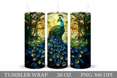 Stained Glass Peacock Tumbler Wrap Design Product Image 1
