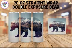 Double Exposure Bear and Mountains Sublimation Tumbler Wrap Product Image 1