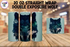 Double Exposure Wolf and Forest Sublimation Tumbler Wrap Product Image 1