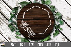Double Heptagon Floral Frame SVG - Flower Monogram Frame Product Image 1