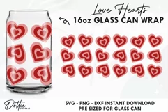 Love Hearts Valentines Libbey Glass Can Wrap SVG 16oz Product Image 1