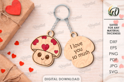 Double Valentine Keychains Laser Cut. Valentine Key Ring SVG Product Image 1