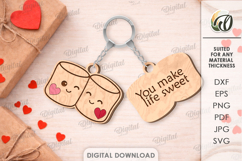 Double Valentine Keychains Bundle Laser Cut. Key Ring SVG Product Image 9
