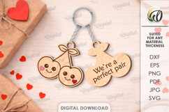Double Layer Valentine Keychains Laser Cut. Key Ring SVG Product Image 1