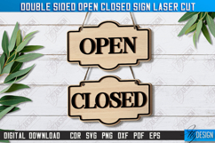 Double-Sided Open Closed Sign Laser Cut | Hanging Door Sign Product Image 1