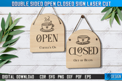 Double-Sided Open Closed Sign Laser Cut | Hanging Door Sign Product Image 1
