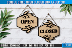 Double-Sided Open Closed Sign Laser Cut | Hanging Door Sign Product Image 1
