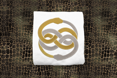 Double Snake Ouroboros Round Celtic Knot Embroidery