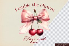 Coquette Pink Cherry Bow PNG, Sublimation Design. Product Image 1