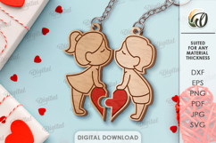 Double Valentines Keychains Bundle Lasercut. Key Ring SVG Product Image 13