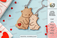 Double Valentines Keychain Laser Cut. Matching Key Ring SVG Product Image 1