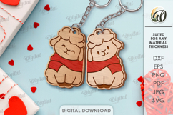 Double Valentines Keychains Bundle Lasercut. Key Ring SVG Product Image 10