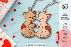 Double Valentines Keychain Laser Cut. Matching Key Ring SVG Product Image 1