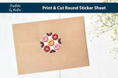 Donut Bakery Sticker Printable, Round Pastry Packaging Label Product Image 2