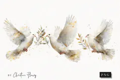Watercolor White Dove Clipart | Christmas PNG Product Image 1